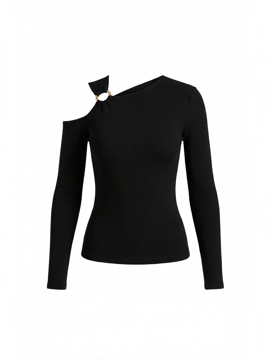 Joann Asymmetric Cut Out Long Sleeve Top