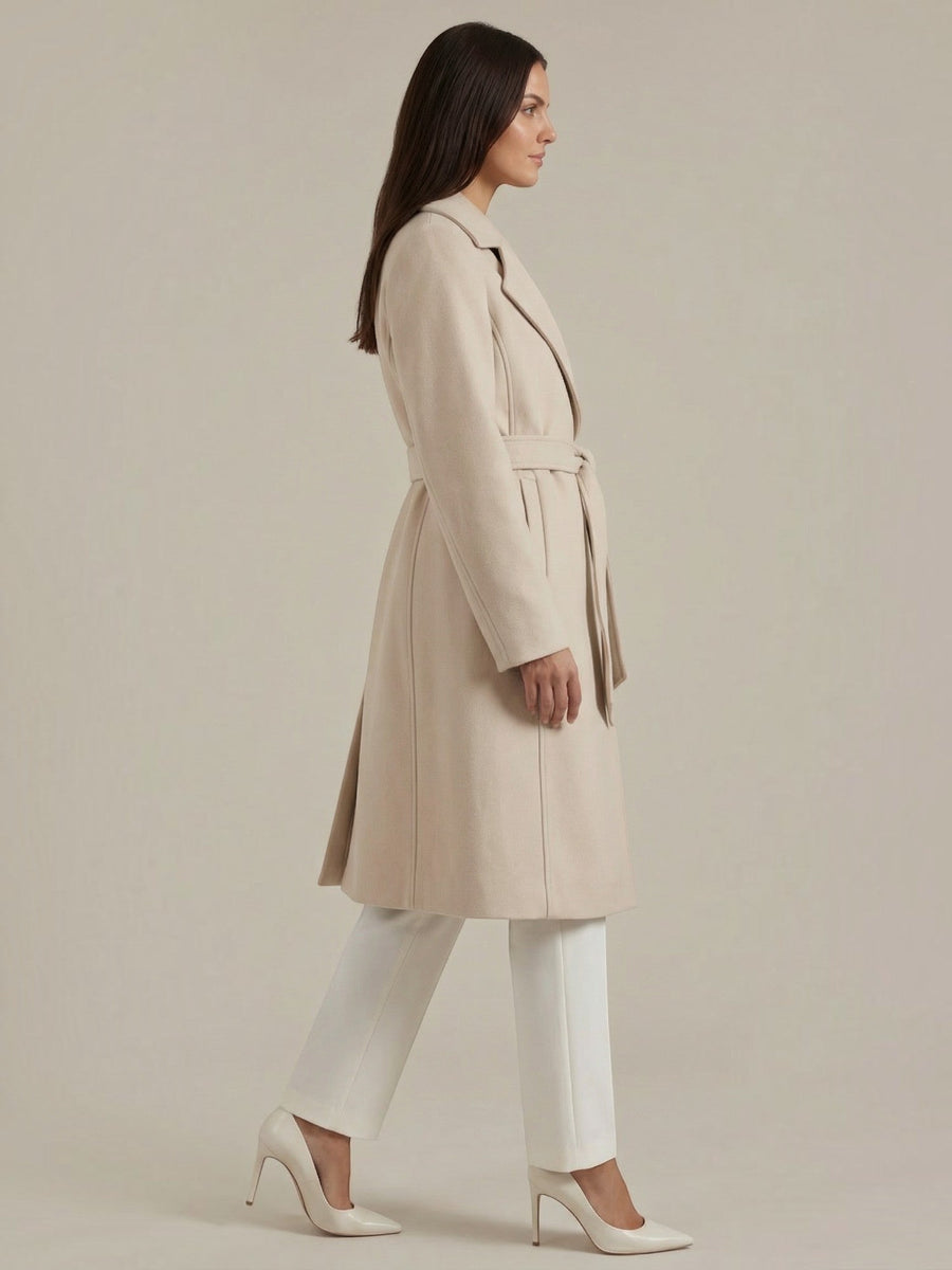 Joyce Wrap Front Belted Wool Look Coat