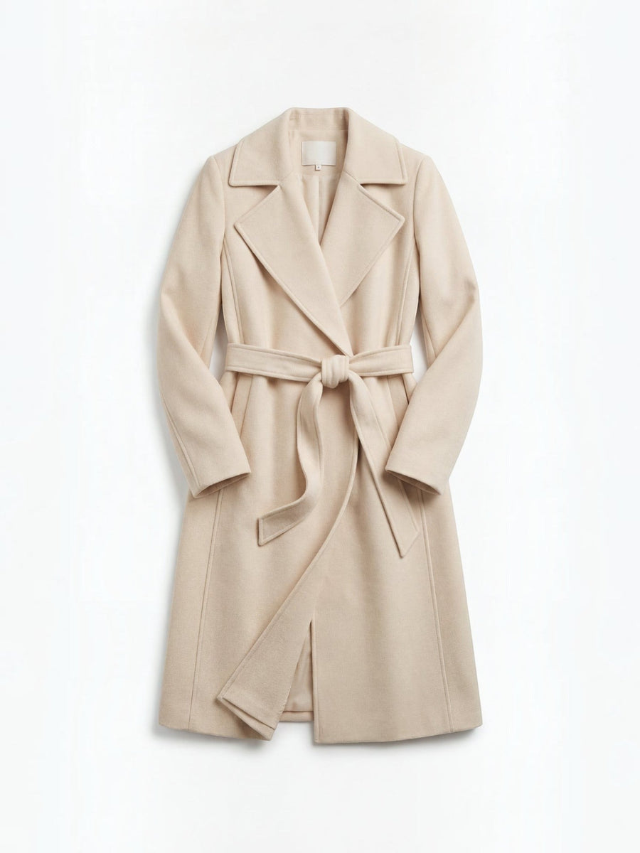 Joyce Wrap Front Belted Wool Look Coat