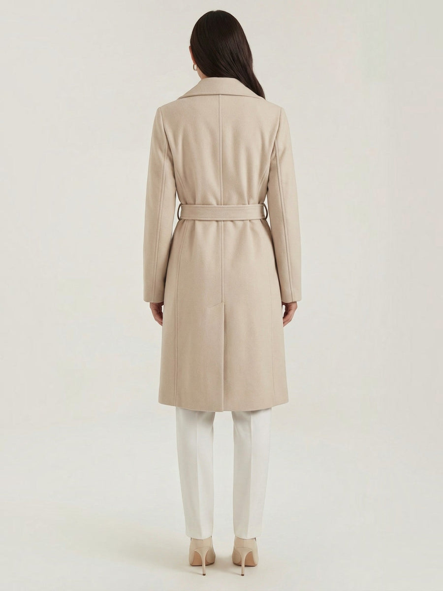 Joyce Wrap Front Belted Wool Look Coat