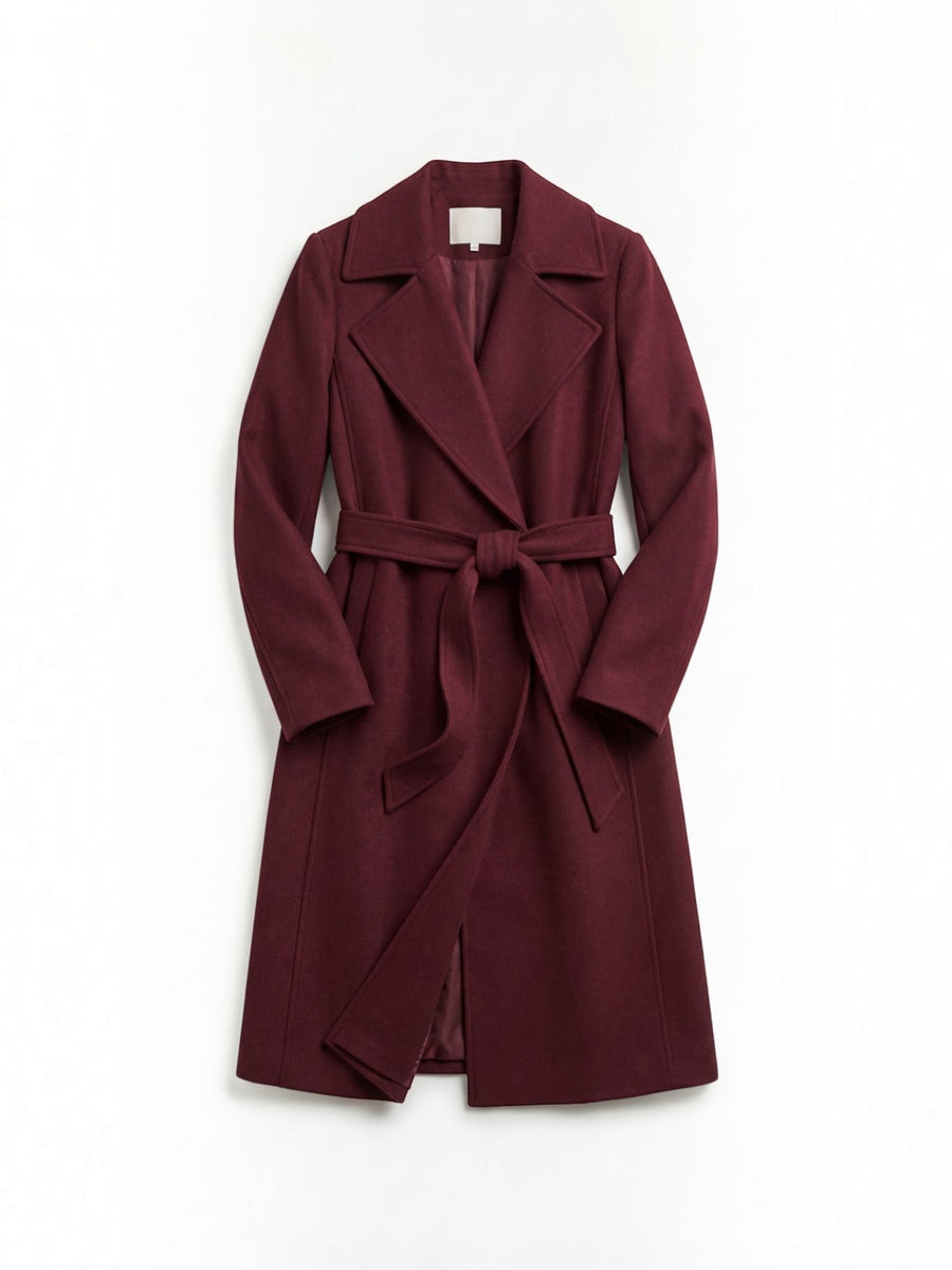 Joyce Wrap Front Belted Wool Look Coat
