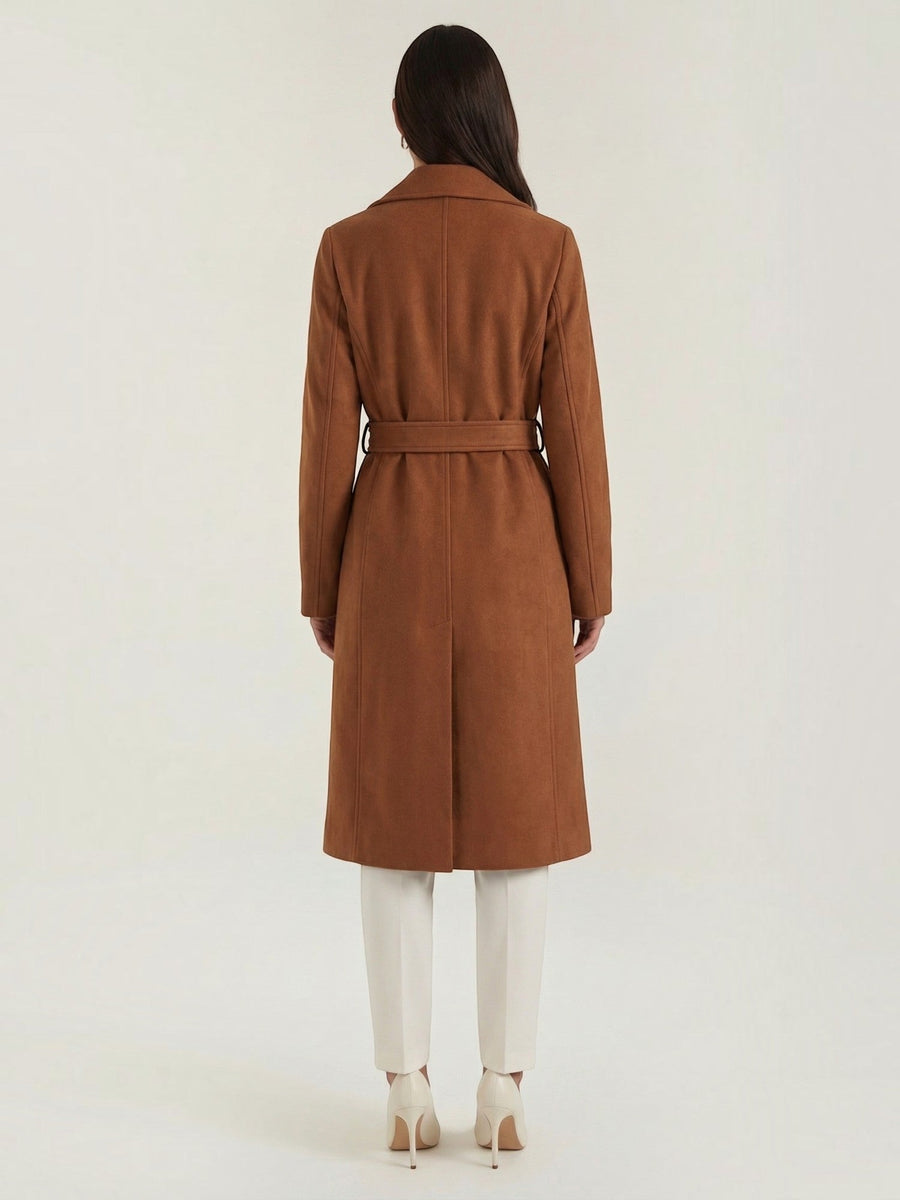 Joyce Wrap Front Belted Wool Look Coat