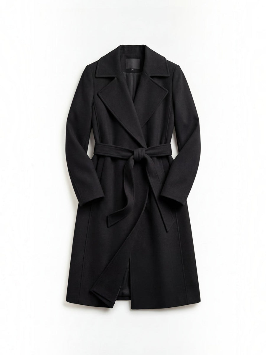 Joyce Wrap Front Belted Wool Look Coat