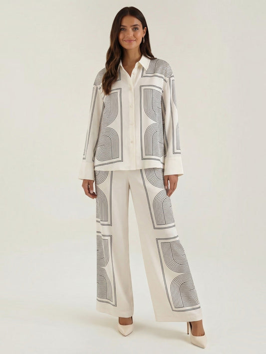 Jude Geometric Print Wide Leg Pants