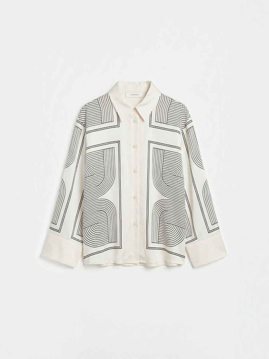 Judy Geometric Print Collared Blouse