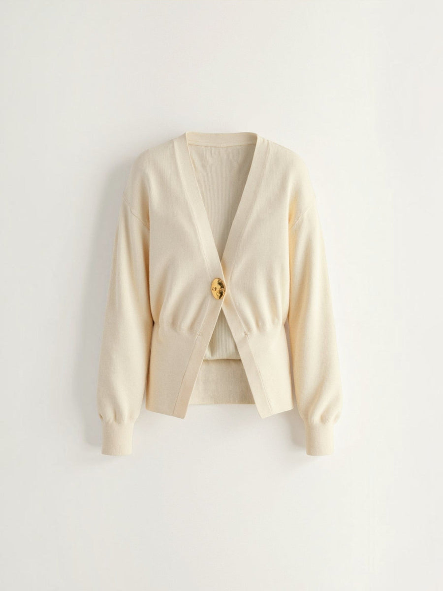 Kathleen Balloon Sleeve V Neck Cardigan