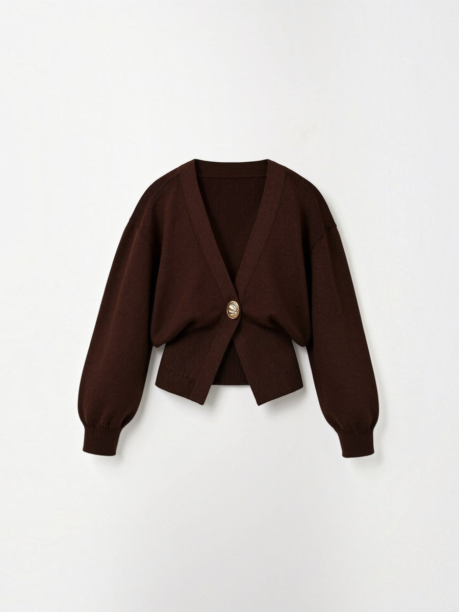 Kathleen Balloon Sleeve V Neck Cardigan