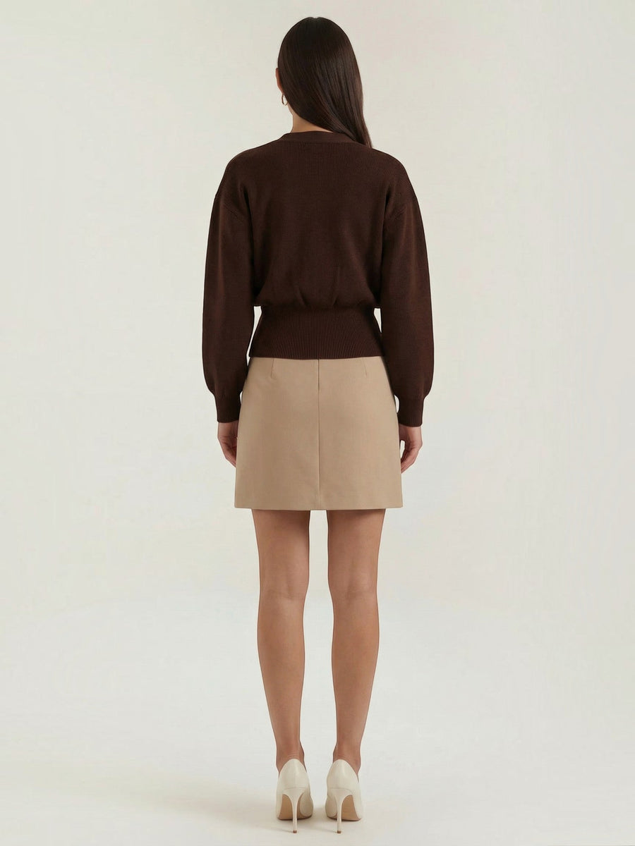 Kathleen Balloon Sleeve V Neck Cardigan