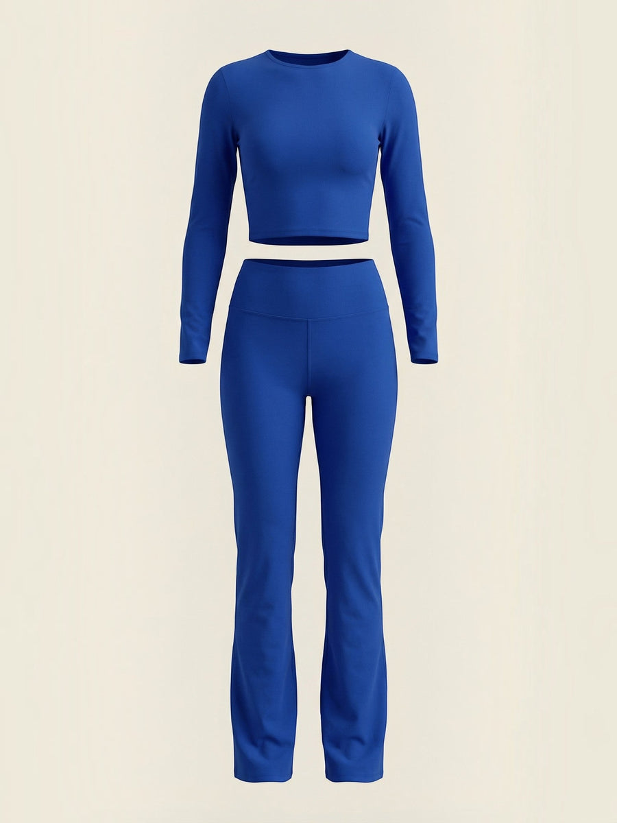 Liora Long Sleeve Crop Top and High Waist Pants Set
