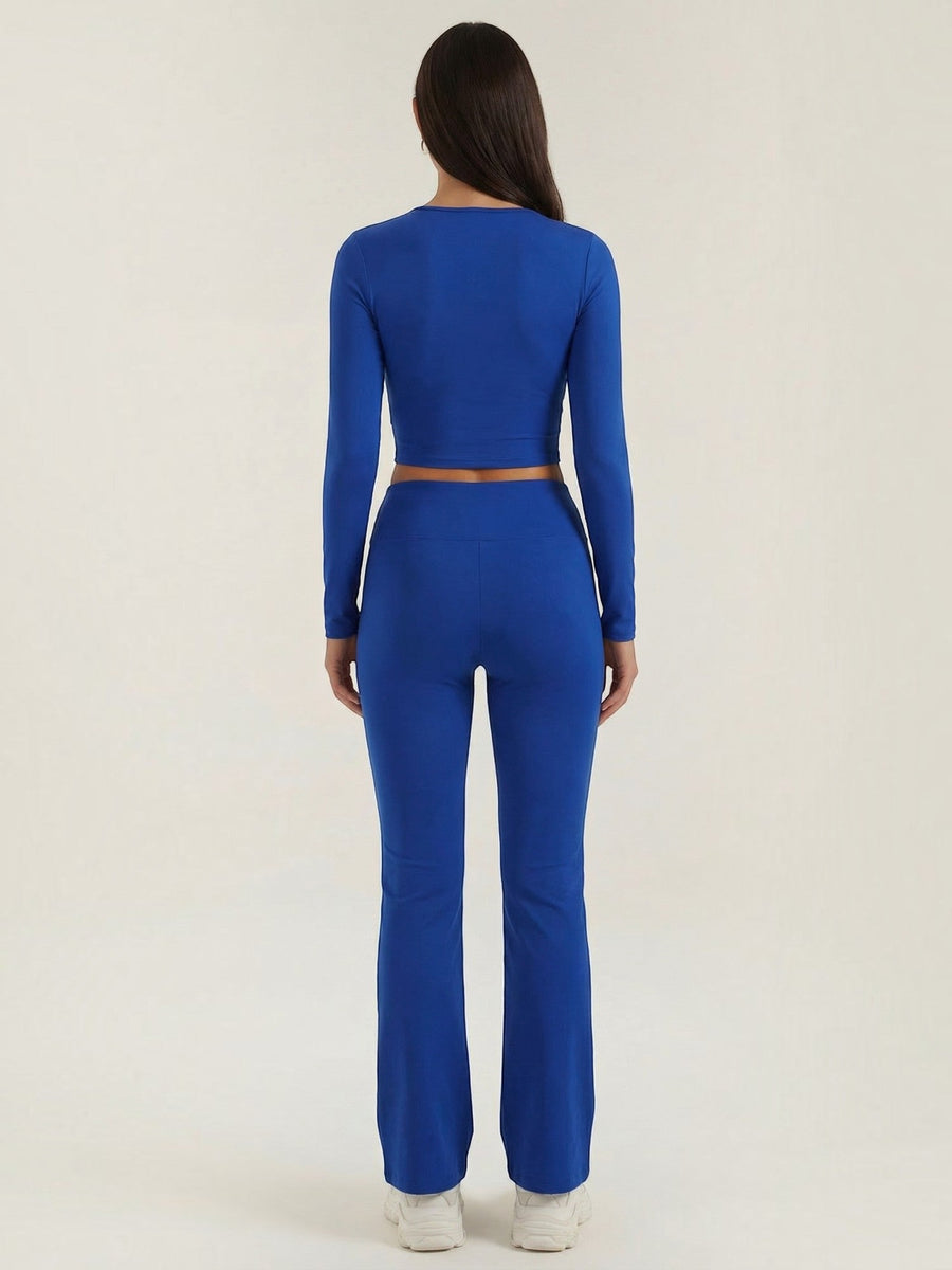 Liora Long Sleeve Crop Top and High Waist Pants Set