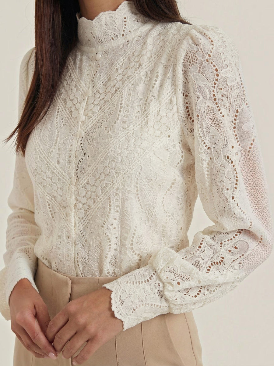 Loretta Lace Puff Sleeve Blouse