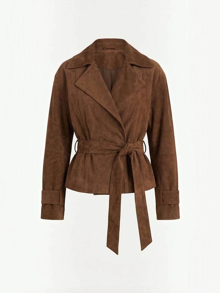 Lorraine Suede Look Belted Wrap Jacket