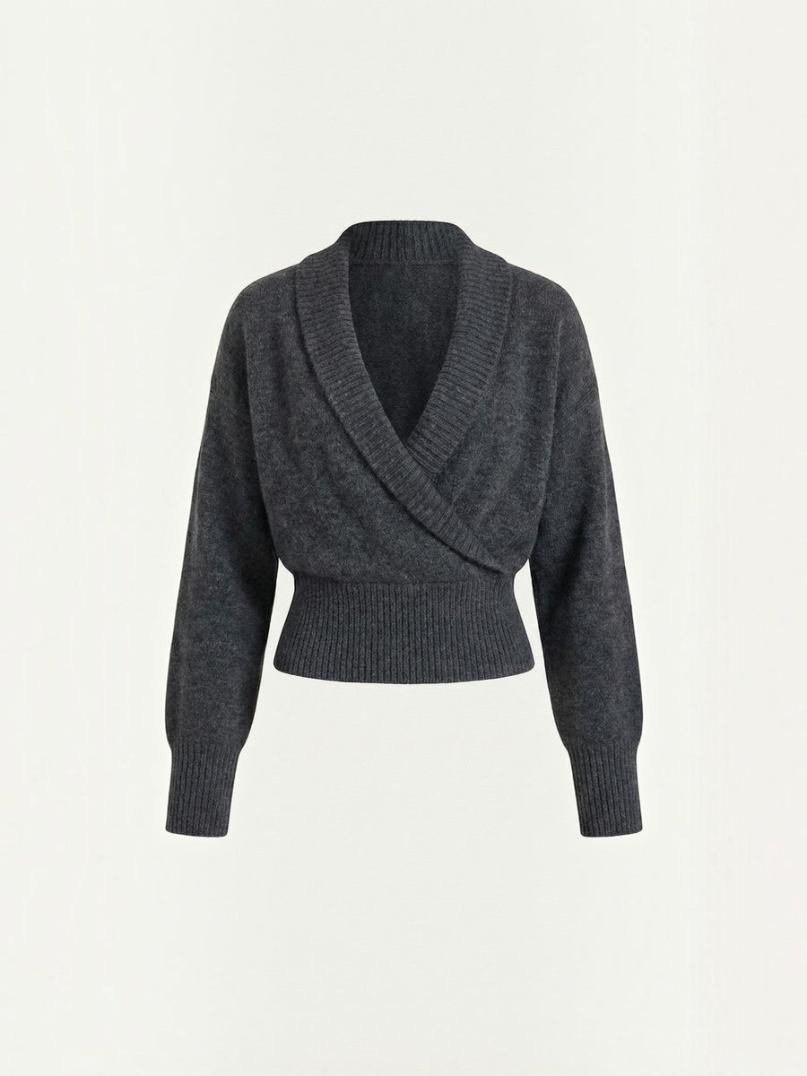 Lynda Wrap Front Cropped Knit Sweater