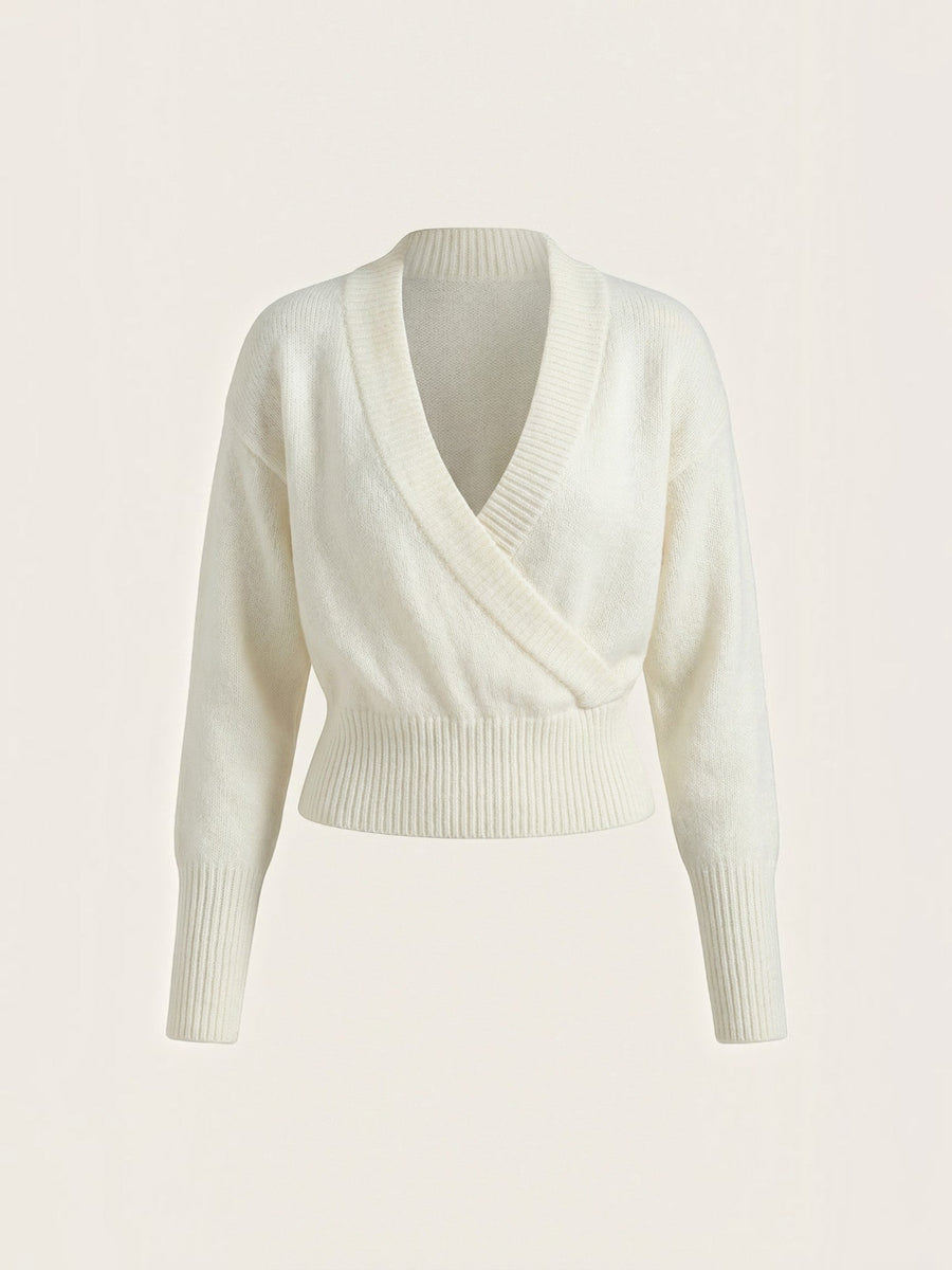 Lynda Wrap Front Cropped Knit Sweater