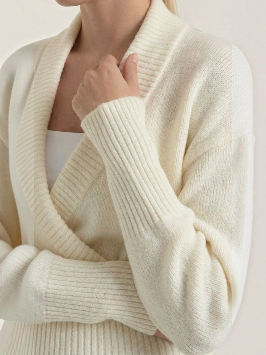 Lynda Wrap Front Cropped Knit Sweater