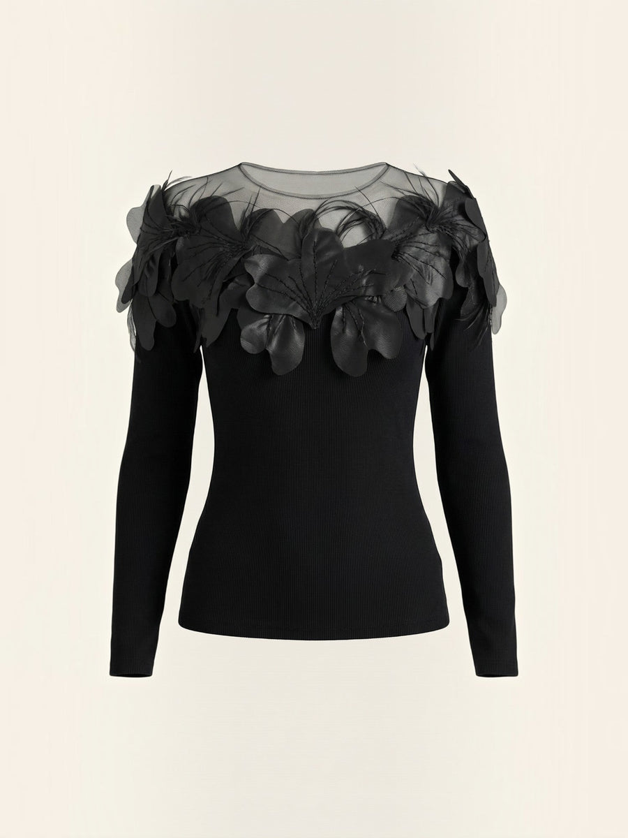 Marguerite Feather Trim Knit Sweater