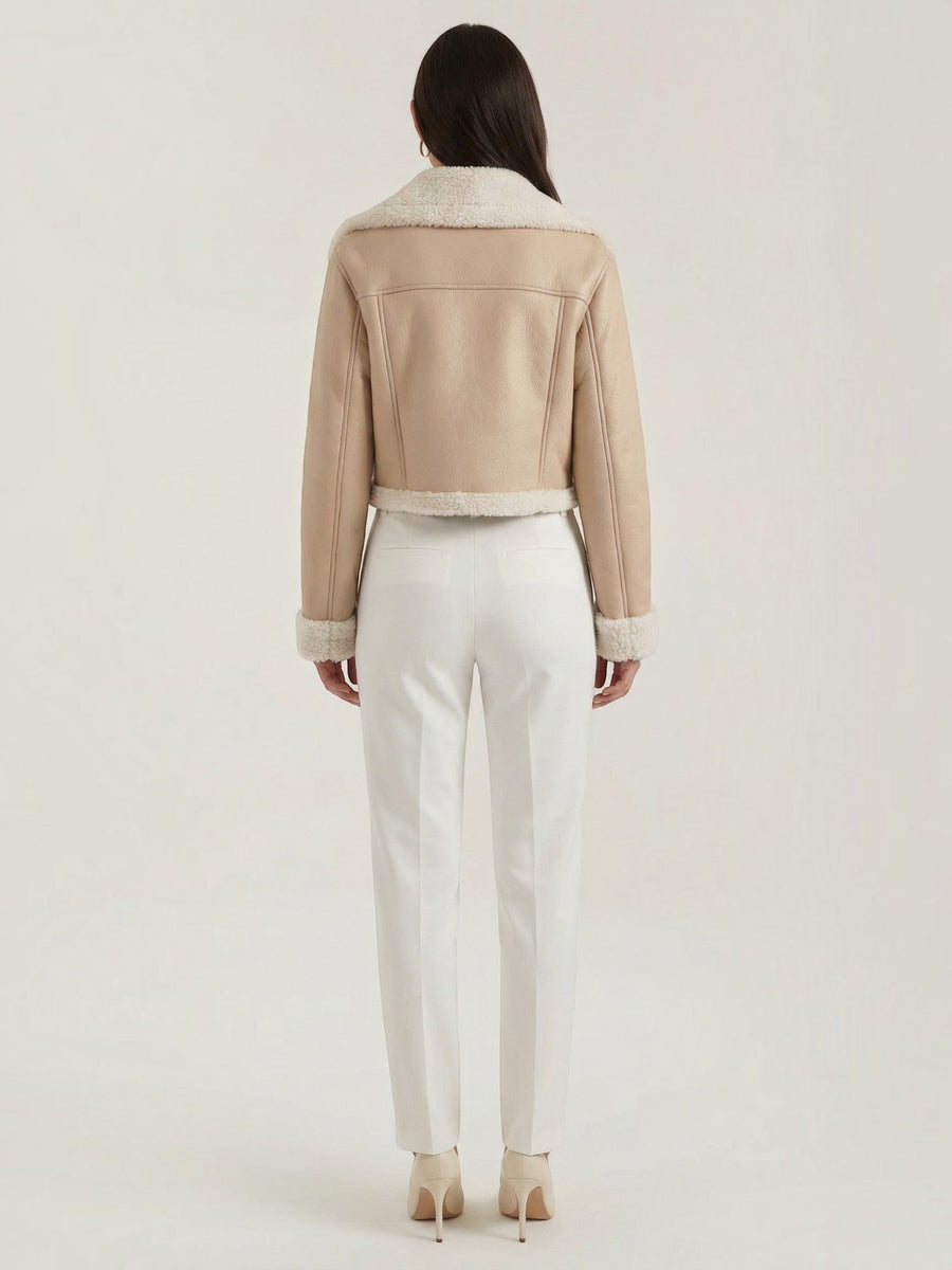 Marie Teddy Trim Faux Leather Jacket