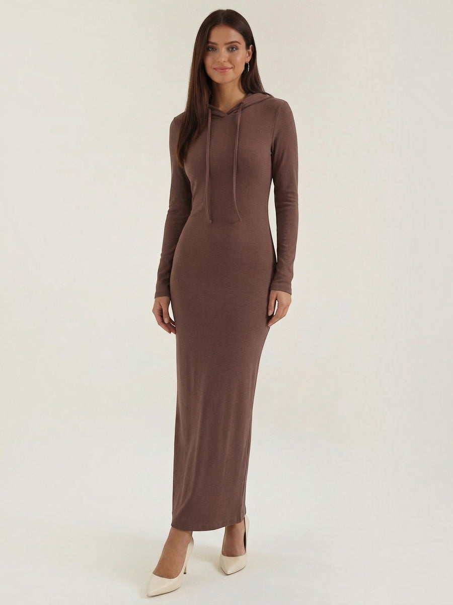 Marilyn Hooded Ribbed Jersey Maxi Dress