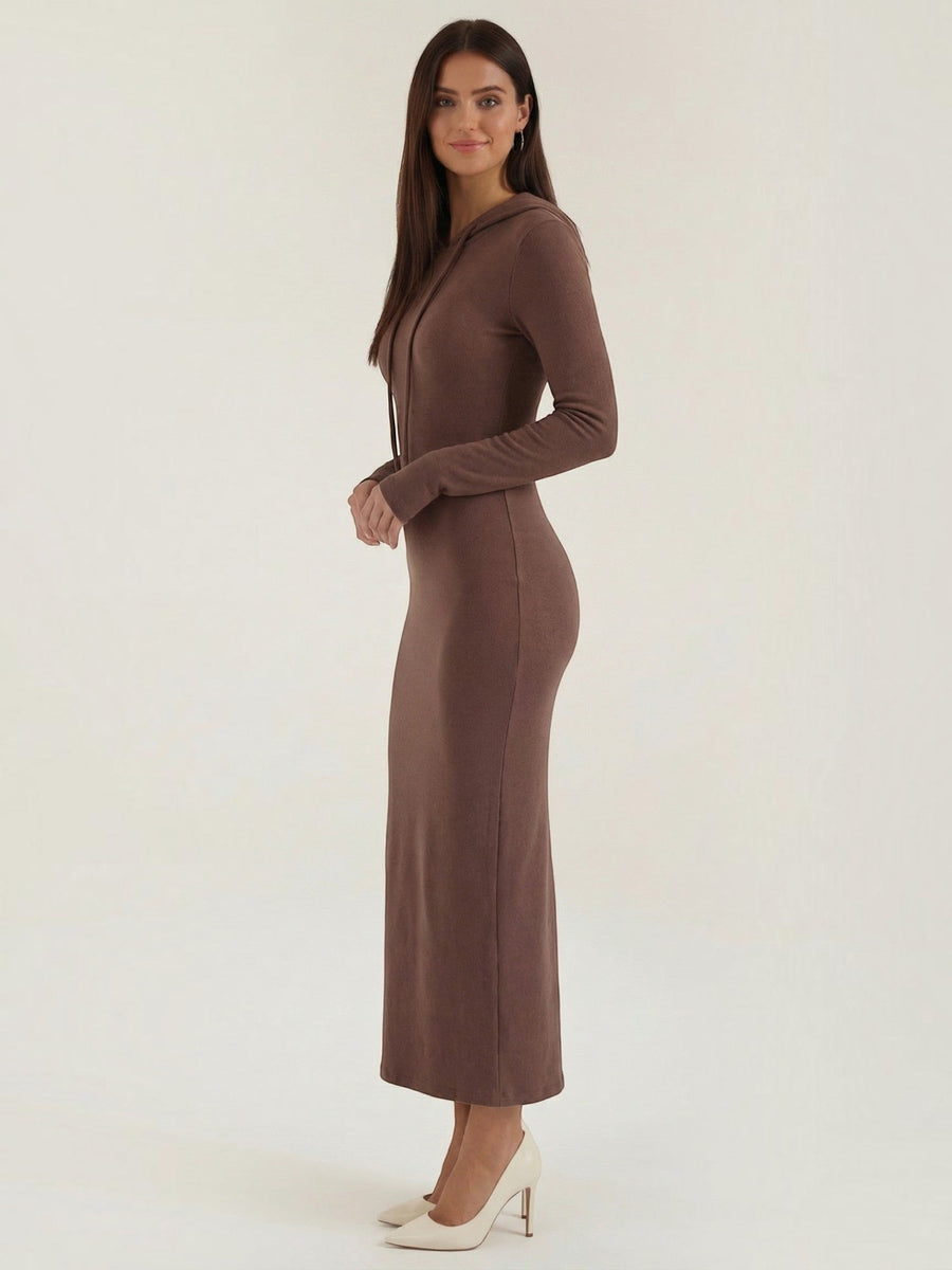 Marilyn Hooded Ribbed Jersey Maxi Dress
