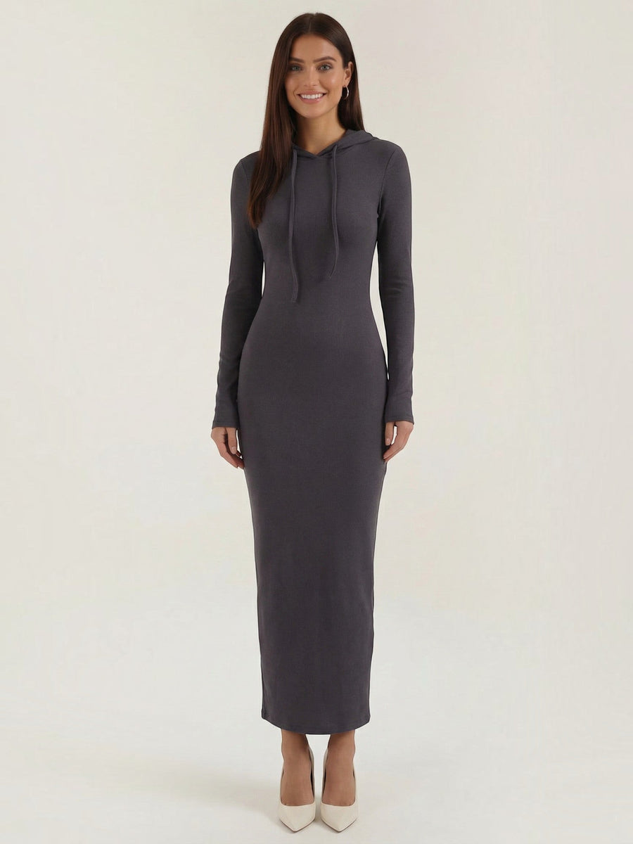 Marilyn Hooded Ribbed Jersey Maxi Dress