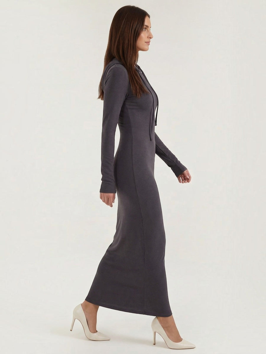 Marilyn Hooded Ribbed Jersey Maxi Dress