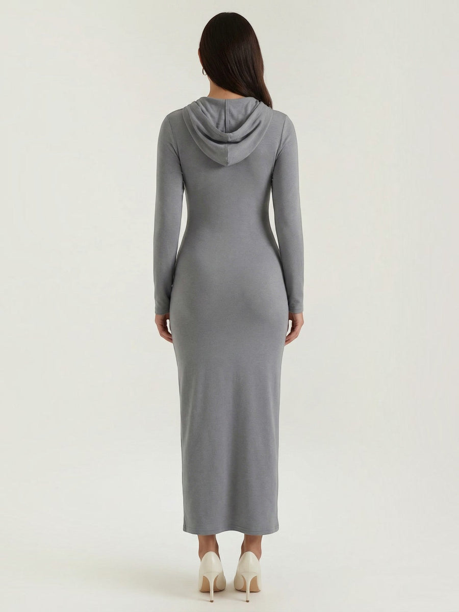Marilyn Hooded Ribbed Jersey Maxi Dress