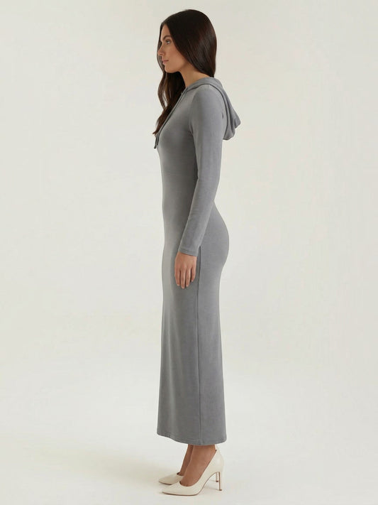 Marilyn Hooded Ribbed Jersey Maxi Dress
