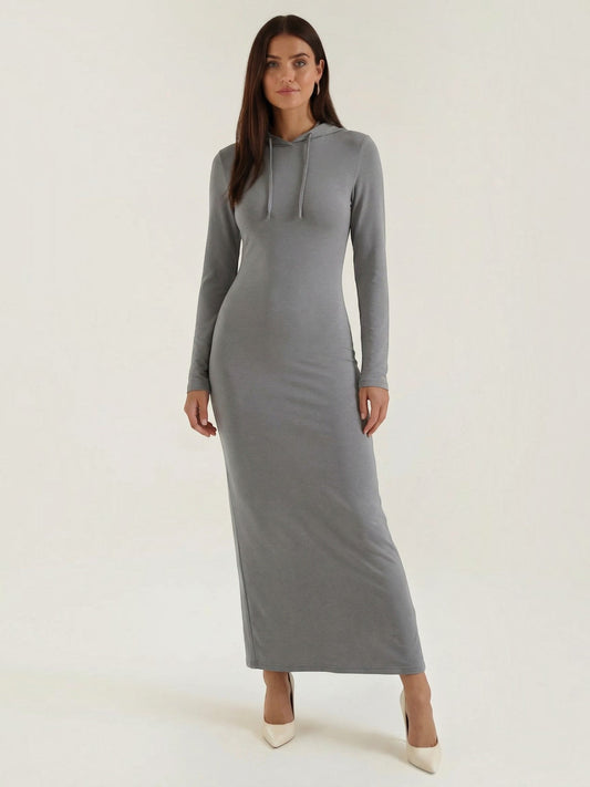Marilyn Hooded Ribbed Jersey Maxi Dress