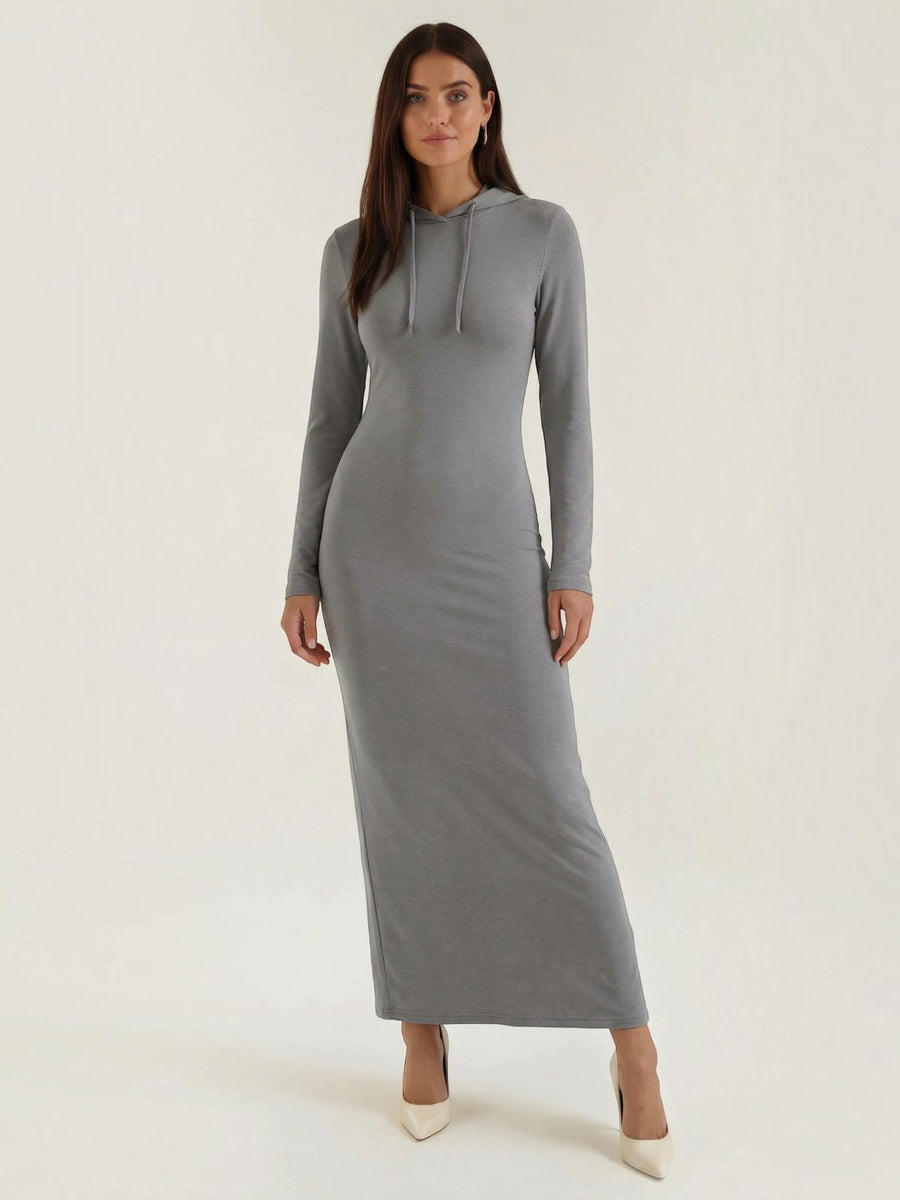 Marilyn Hooded Ribbed Jersey Maxi Dress