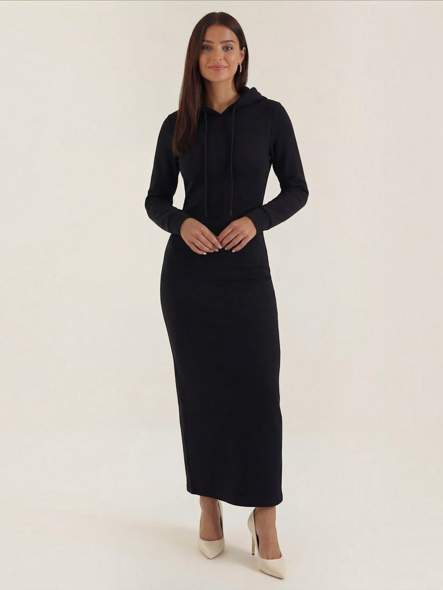Marilyn Hooded Ribbed Jersey Maxi Dress