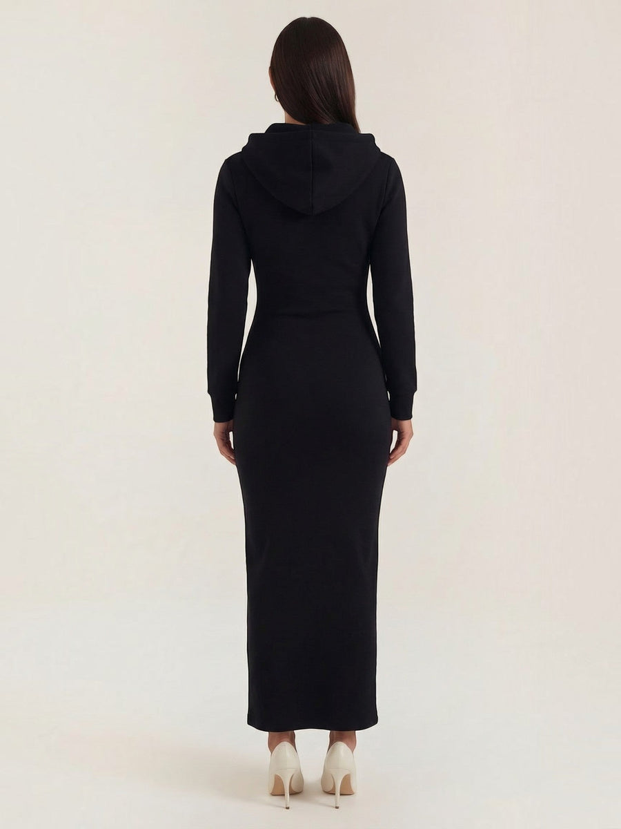 Marilyn Hooded Ribbed Jersey Maxi Dress