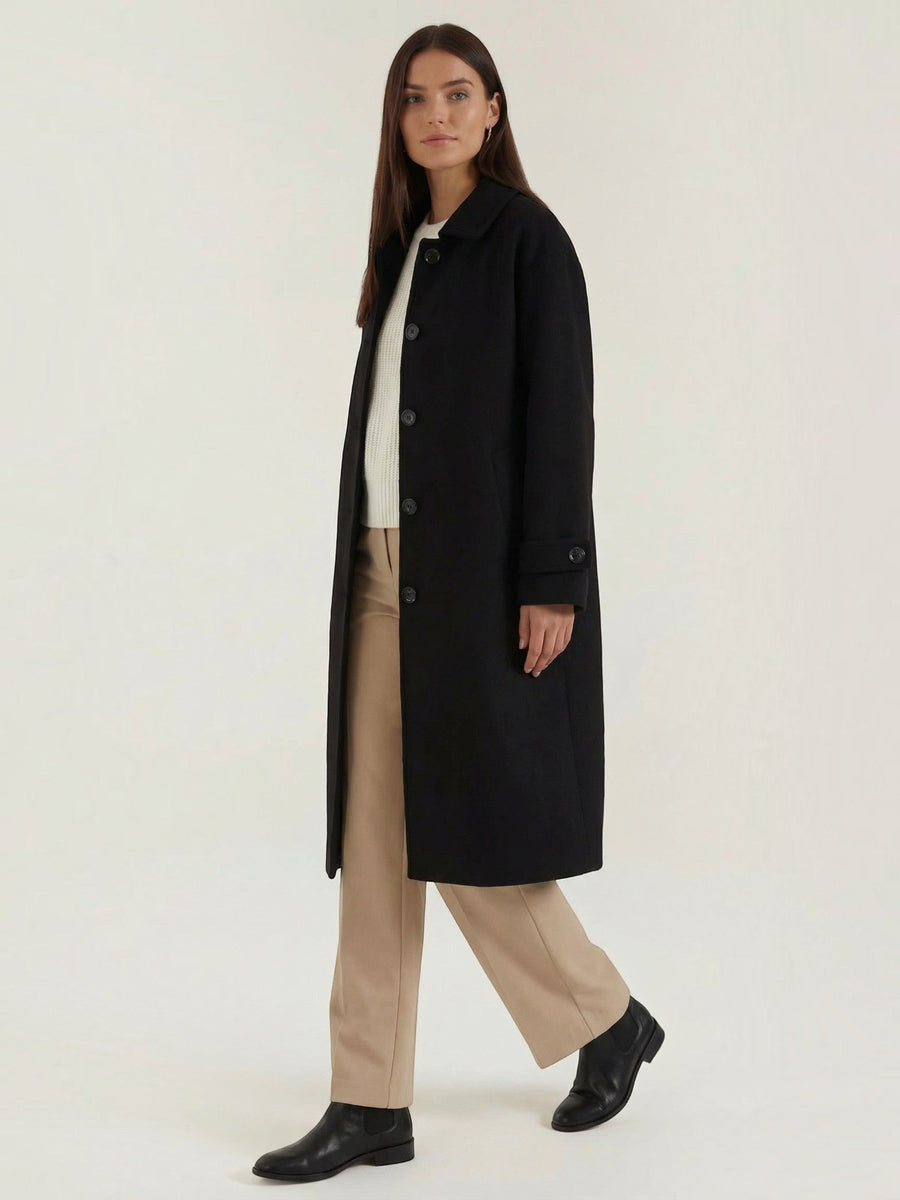 Martha Wool Look Button Front Coat