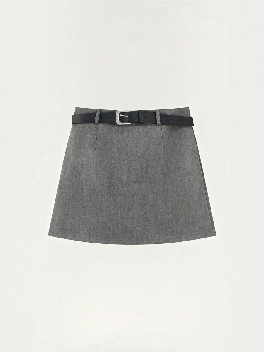 Michele High Waisted Belted A Line Mini Skirt