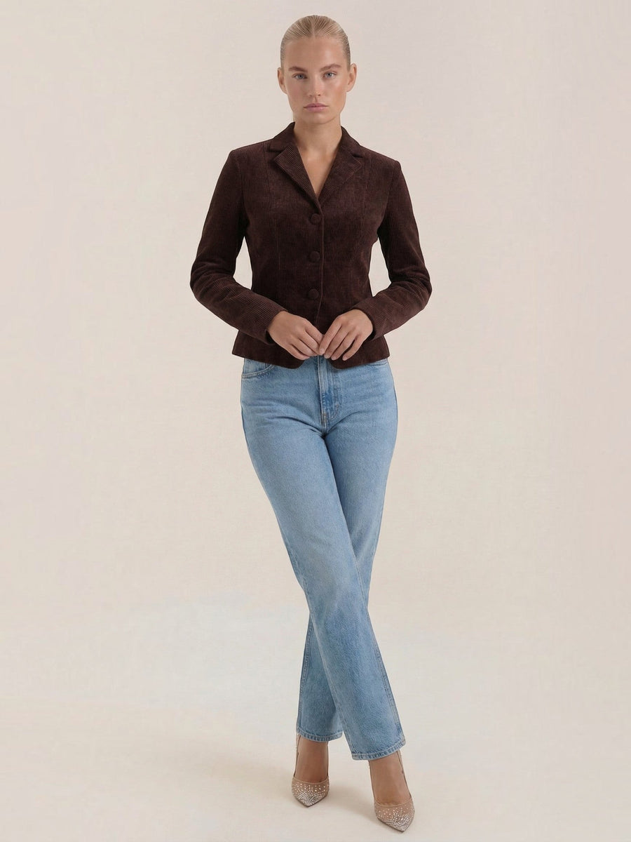 Natasha Corduroy Look Button Blazer