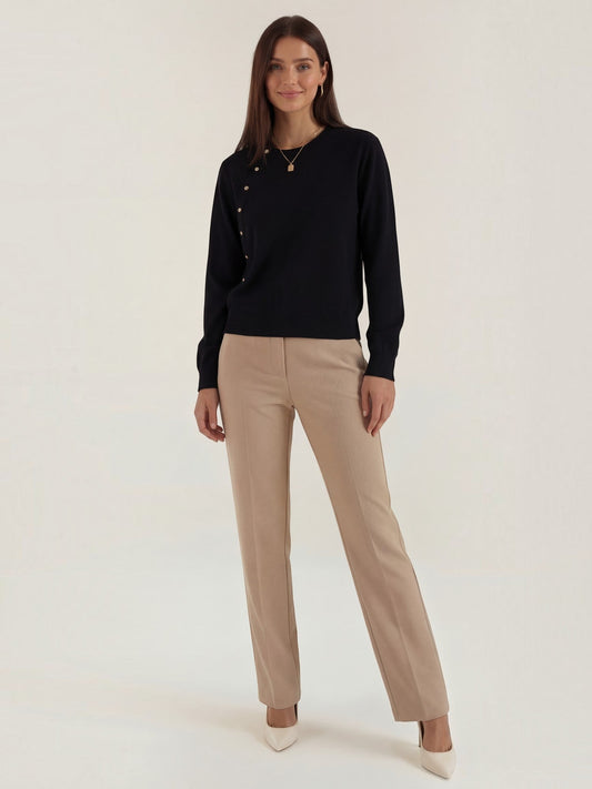Norma Side Button Wool Blend Sweater