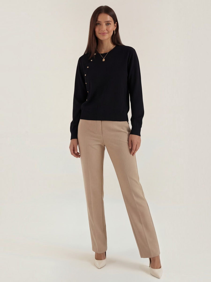 Norma Side Button Wool Blend Sweater