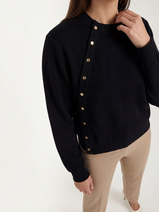 Norma Side Button Wool Blend Sweater