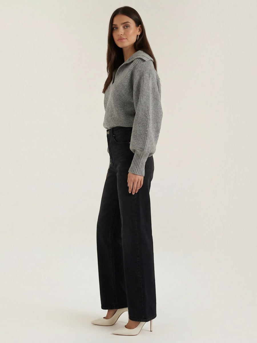 Pauline Polo Collar Balloon Sleeve Sweater