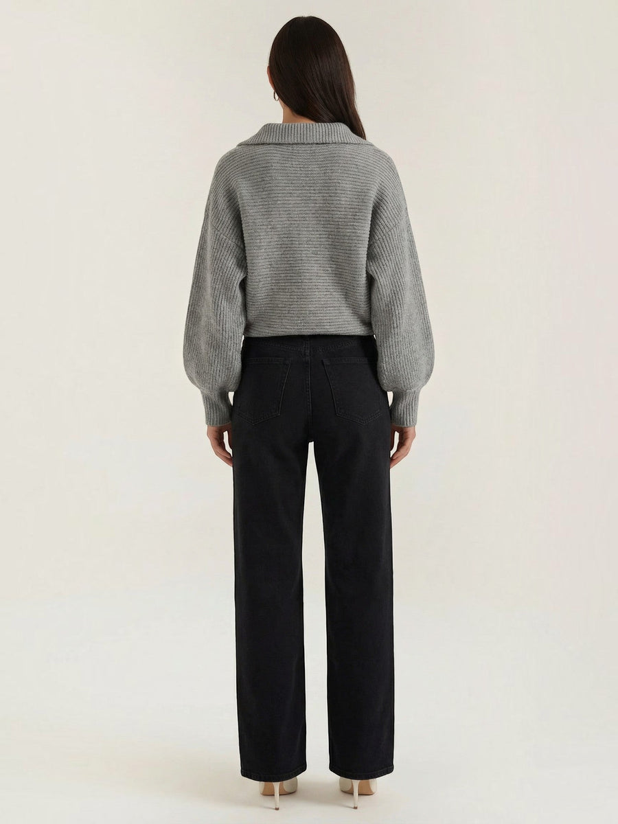 Pauline Polo Collar Balloon Sleeve Sweater