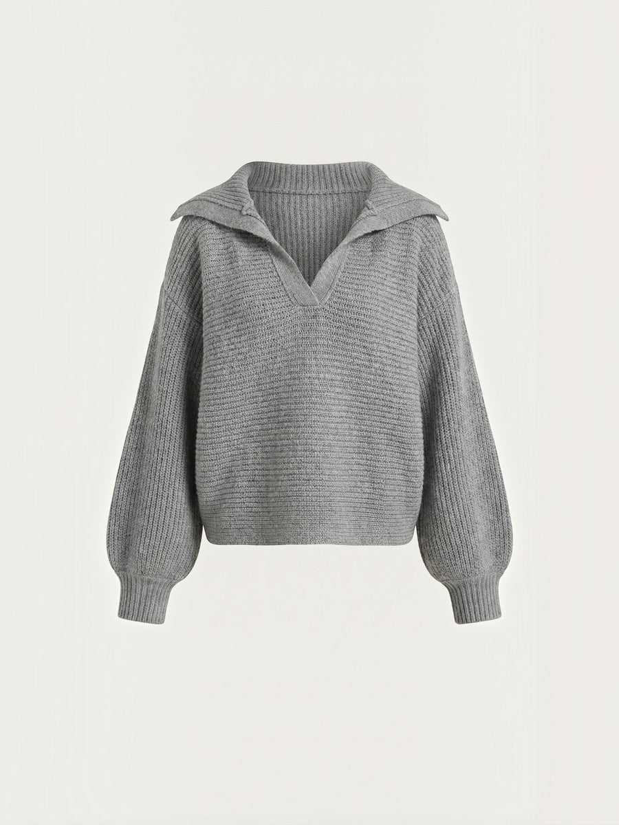 Pauline Polo Collar Balloon Sleeve Sweater
