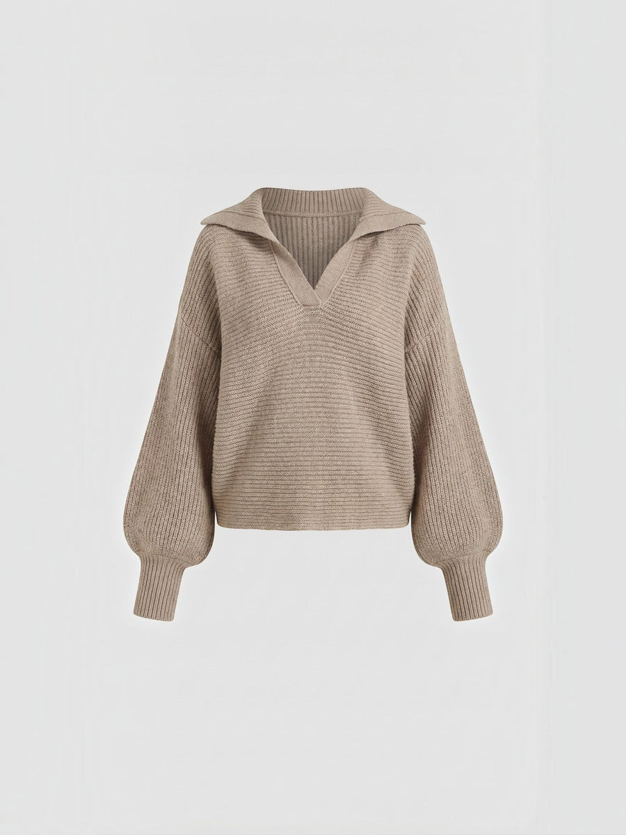 Pauline Polo Collar Balloon Sleeve Sweater