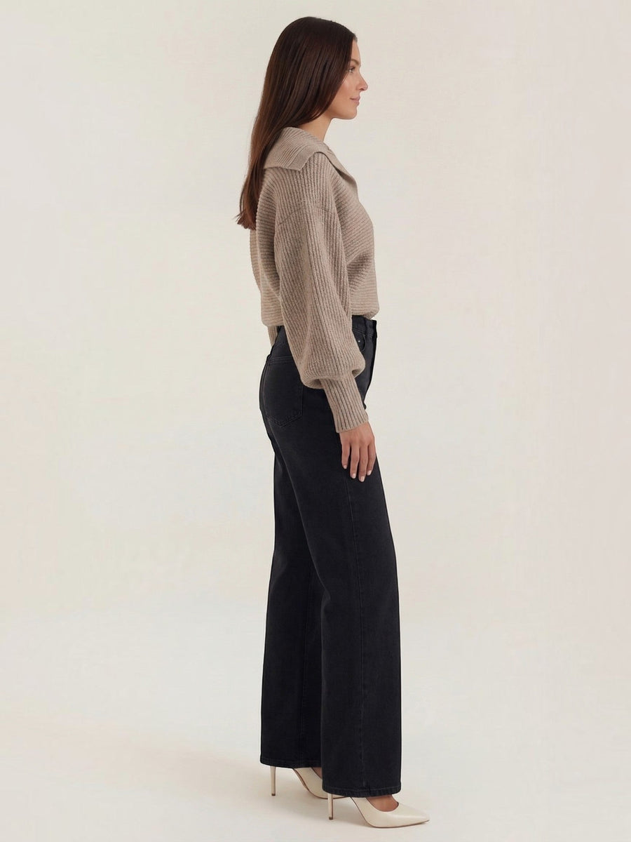 Pauline Polo Collar Balloon Sleeve Sweater