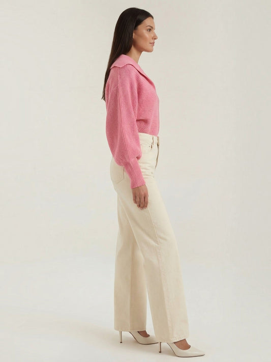 Pauline Polo Collar Balloon Sleeve Sweater