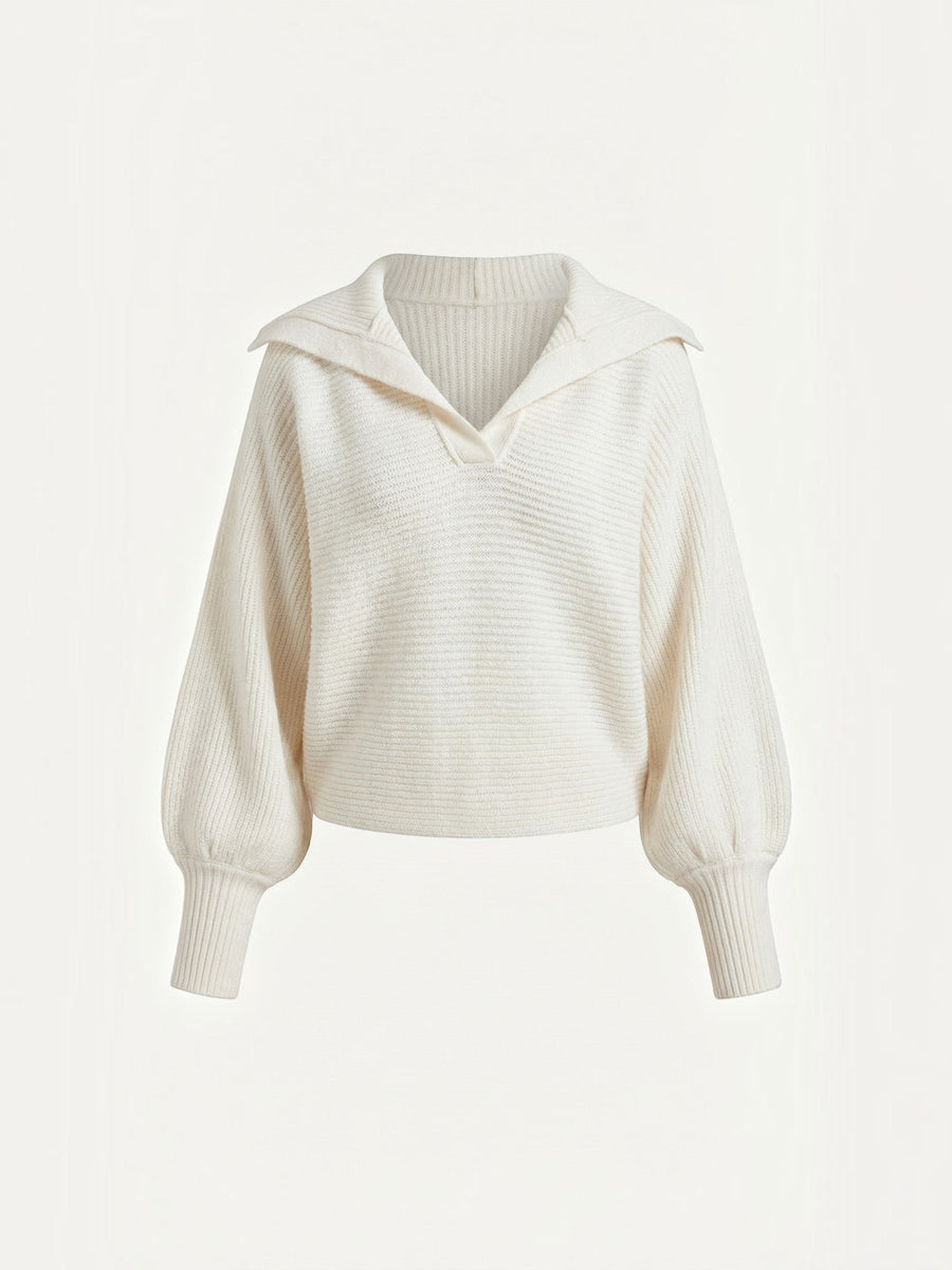 Pauline Polo Collar Balloon Sleeve Sweater