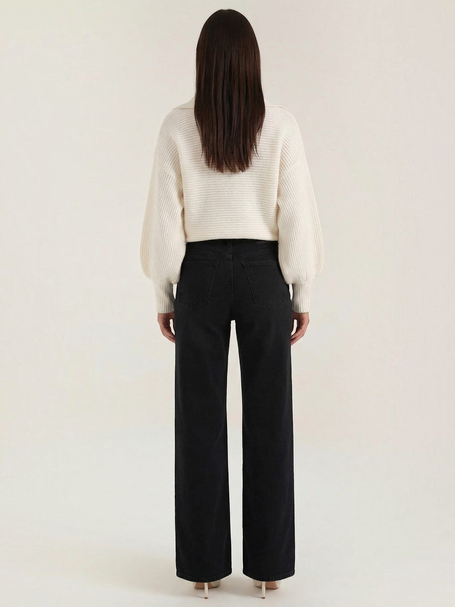 Pauline Polo Collar Balloon Sleeve Sweater