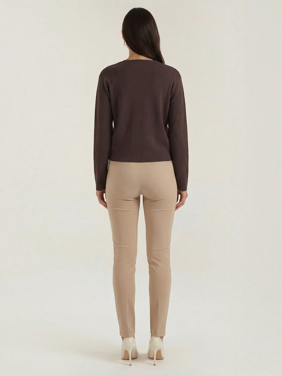 Phyllis Gold Button Cropped V Neck Cardigan