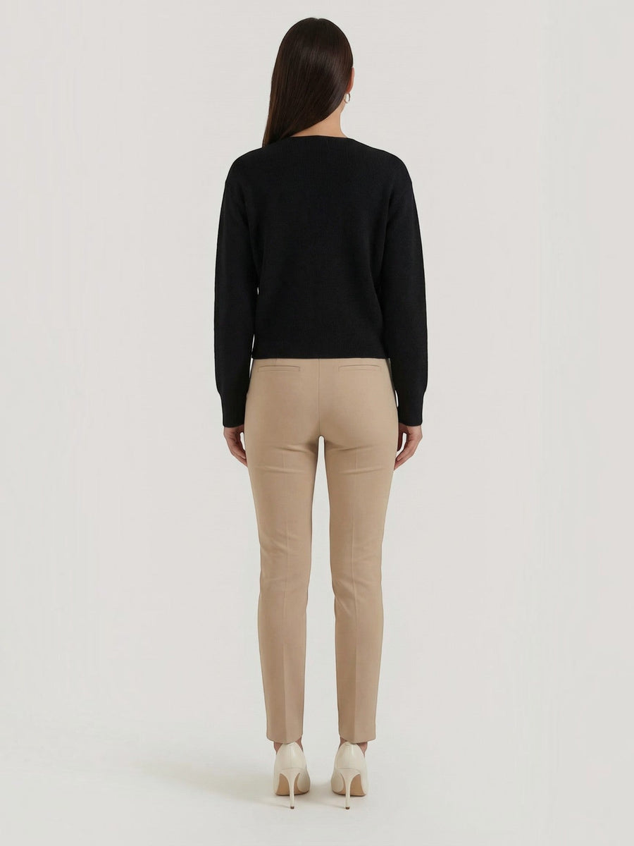 Phyllis Gold Button Cropped V Neck Cardigan
