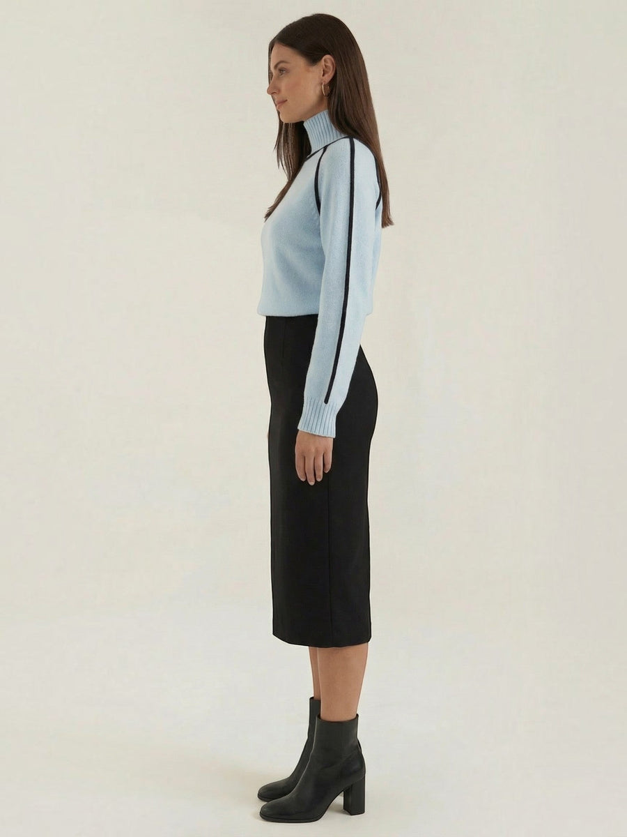 Rachel Contrast Stripe Cropped Turtleneck Sweater