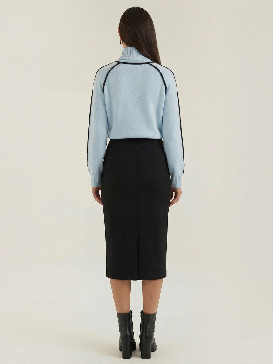 Rachel Contrast Stripe Cropped Turtleneck Sweater