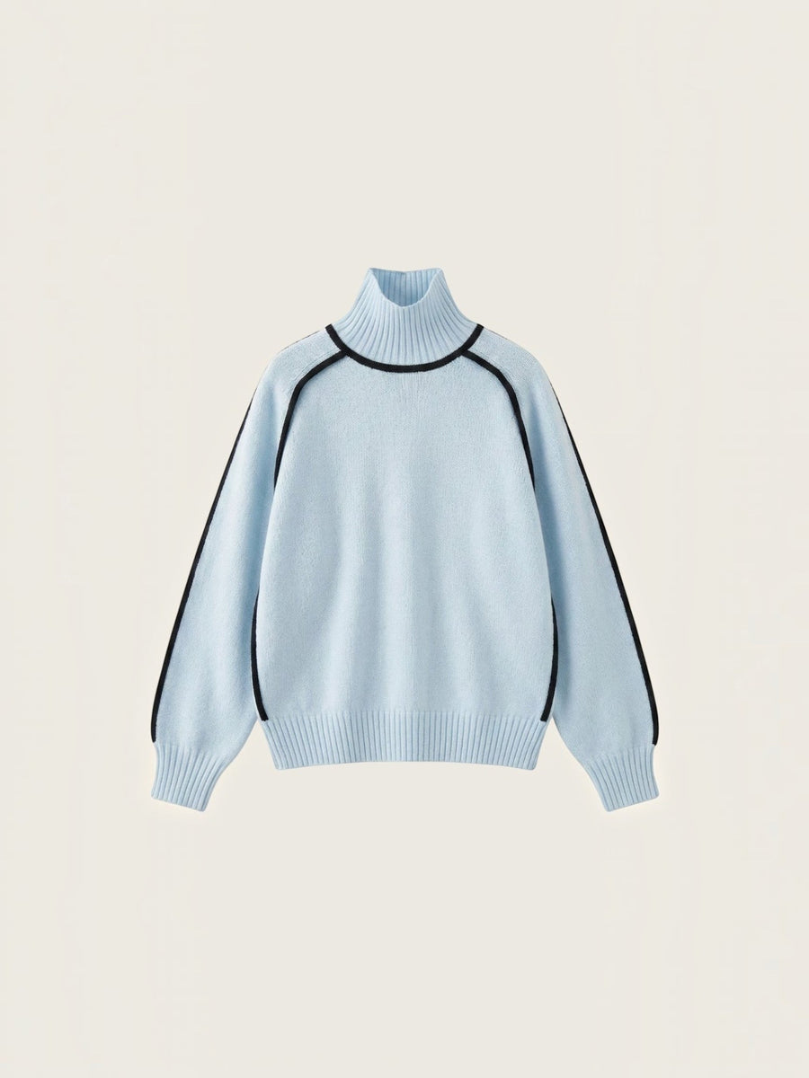 Rachel Contrast Stripe Cropped Turtleneck Sweater